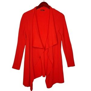 J. McLaughlin Open Front Waterfall Edge Cardigan Sweater Size XS in Orange Red